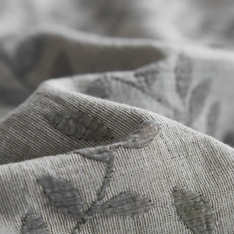 Dreilagige Baumwollgaze-Bettwäsche mit Jacquard-Blattmuster