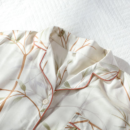 Atmungsaktives Pyjama-Set aus Satin mit langen Ärmeln
