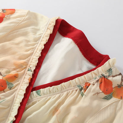 Bambusfaser-Garten-Persimmon-Pyjama-Set