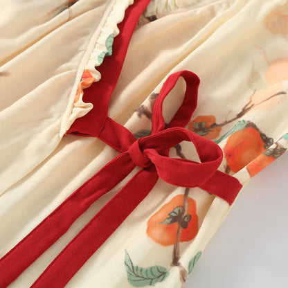 Bambusfaser-Garten-Persimmon-Pyjama-Set