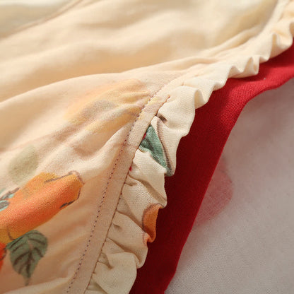 Bambusfaser-Garten-Persimmon-Pyjama-Set