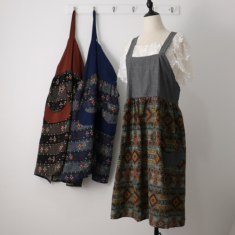 Baumwollschürze mit Vintage-Muster für Zuhause und Küche
