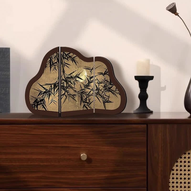 Faltbarer Bildschirm mit Blumenvogel-Motiv für den Schreibtisch