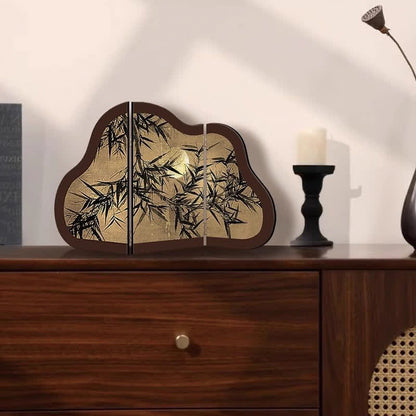 Faltbarer Bildschirm mit Blumenvogel-Motiv für den Schreibtisch