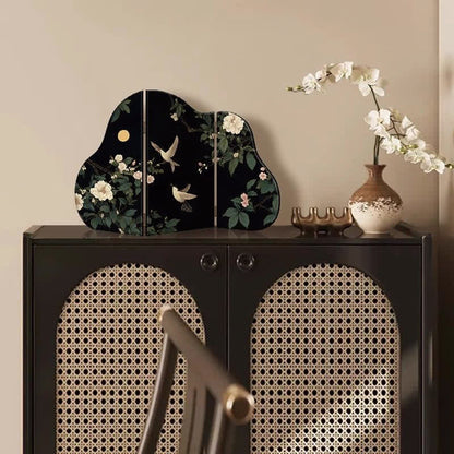 Faltbarer Bildschirm mit Blumenvogel-Motiv für den Schreibtisch