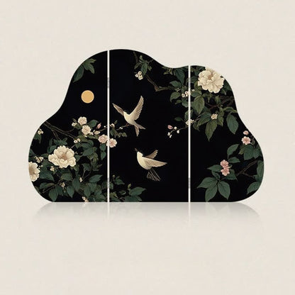 Faltbarer Bildschirm mit Blumenvogel-Motiv für den Schreibtisch