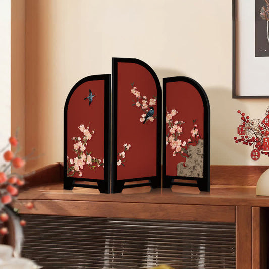 Faltbarer Paravent mit Blumenmuster im Vintage-Stil