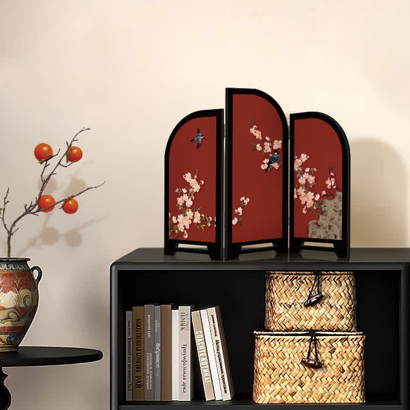 Faltbarer Paravent mit Blumenmuster im Vintage-Stil