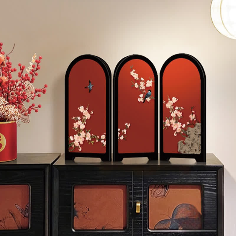 Faltbarer Paravent mit Blumenmuster im Vintage-Stil