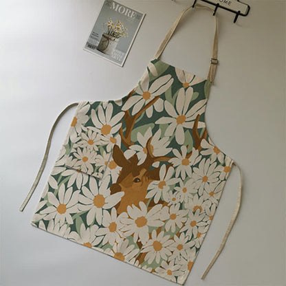 Vintage Baumwoll-Leinen-Schürze mit Gänseblümchen-Motiv