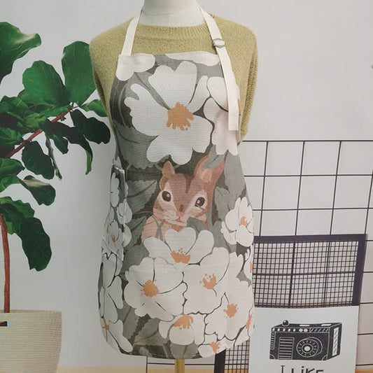 Vintage Baumwoll-Leinen-Schürze mit Gänseblümchen-Motiv