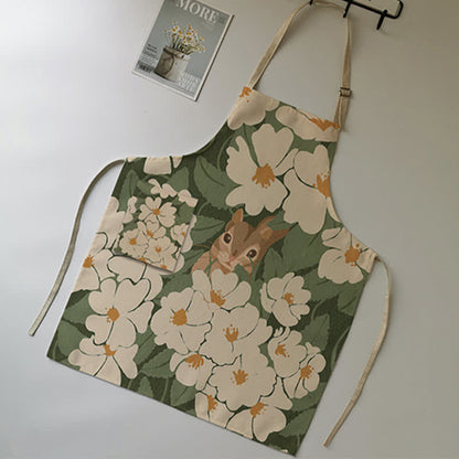 Vintage Baumwoll-Leinen-Schürze mit Gänseblümchen-Motiv