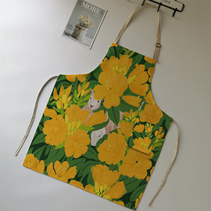 Vintage Baumwoll-Leinen-Schürze mit Gänseblümchen-Motiv