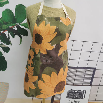 Vintage Baumwoll-Leinen-Schürze mit Gänseblümchen-Motiv