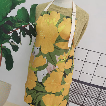 Vintage Baumwoll-Leinen-Schürze mit Gänseblümchen-Motiv