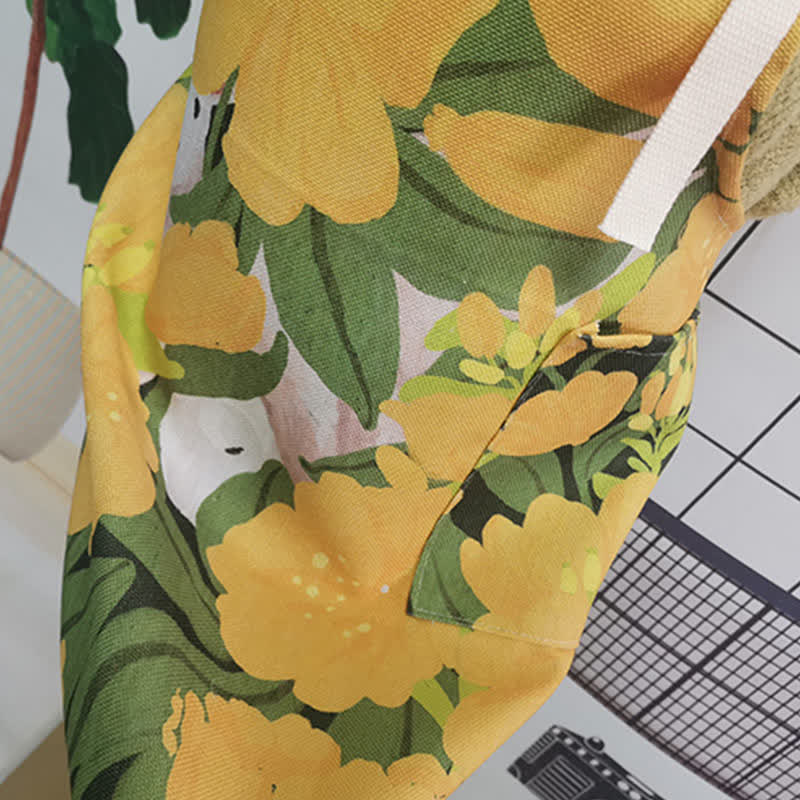 Vintage Baumwoll-Leinen-Schürze mit Gänseblümchen-Motiv