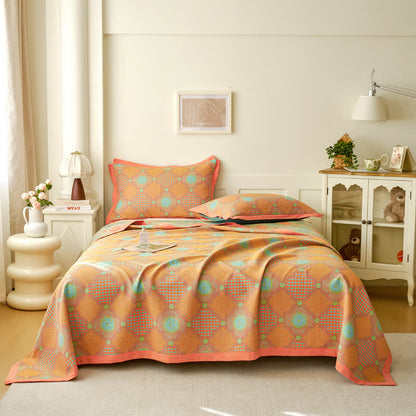 Wendbare Vintage-Steppdecke aus Baumwollgaze und Jacquard