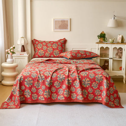 Jacquard-Steppdecke aus garngefärbter Baumwollgaze mit Blumenmuster