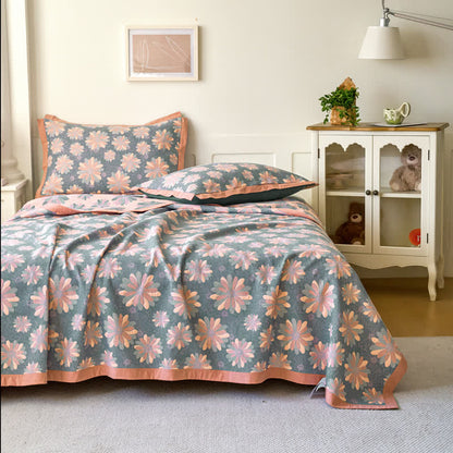 Jacquard-Steppdecke aus garngefärbter Baumwollgaze mit Blumenmuster