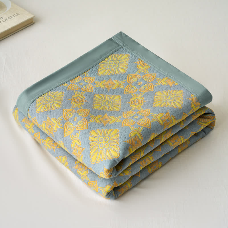 Retro-Steppdecke aus garngefärbter Baumwollgaze im Jacquard-Stil