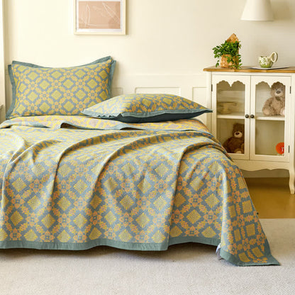 Retro-Steppdecke aus garngefärbter Baumwollgaze im Jacquard-Stil