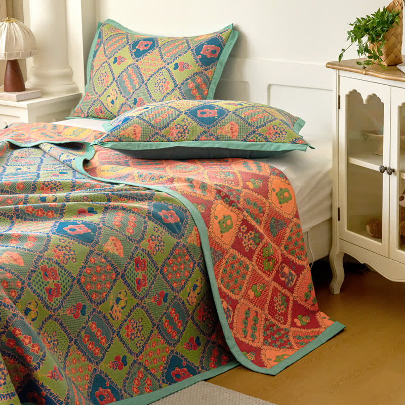 Doppellagige Baumwollsteppdecke mit Jacquard-Gaze und Bärenmotiv