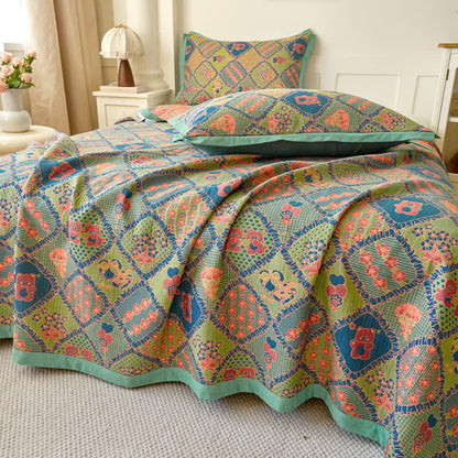 Doppellagige Baumwollsteppdecke mit Jacquard-Gaze und Bärenmotiv