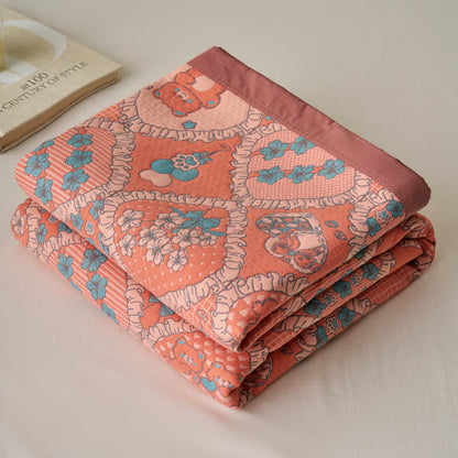 Doppellagige Gaze-Jacquard-Baumwolldecke mit Bärenmotiv