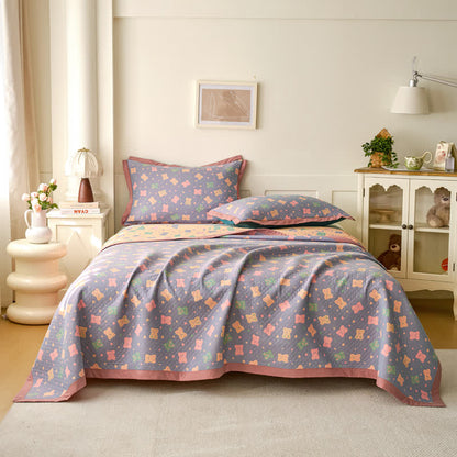 Wendesteppdecke aus Baumwollgaze mit Jacquard-Bär