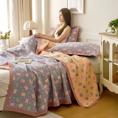 Wendesteppdecke aus Baumwollgaze mit Jacquard-Bär