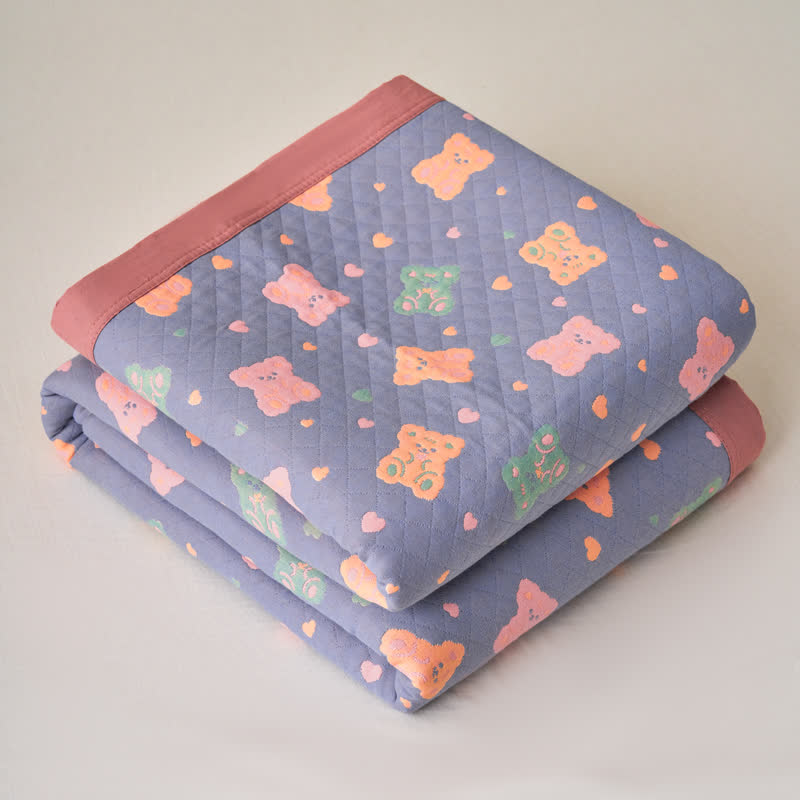 Wendesteppdecke aus Baumwollgaze mit Jacquard-Bär