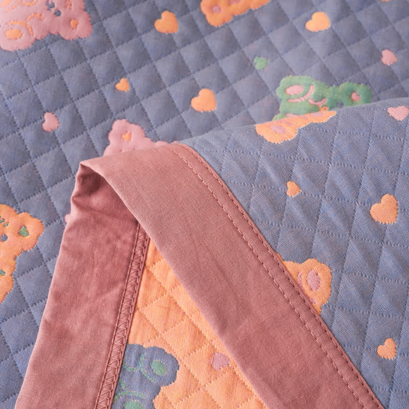 Wendesteppdecke aus Baumwollgaze mit Jacquard-Bär