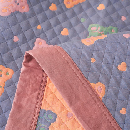 Wendesteppdecke aus Baumwollgaze mit Jacquard-Bär