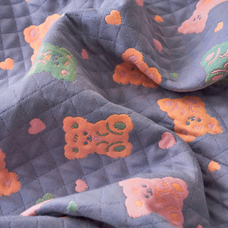 Wendesteppdecke aus Baumwollgaze mit Jacquard-Bär
