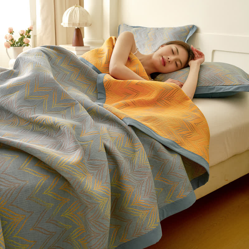 Atmungsaktive Steppdecke aus garngefärbtem Jacquard aus Baumwollgaze