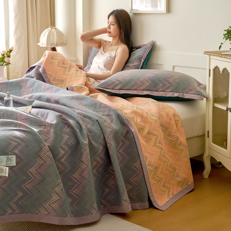 Atmungsaktive Steppdecke aus garngefärbtem Jacquard aus Baumwollgaze