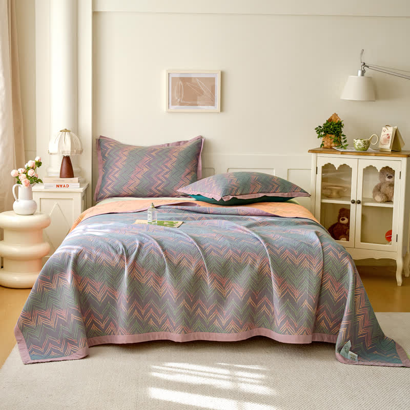 Atmungsaktive Steppdecke aus garngefärbtem Jacquard aus Baumwollgaze