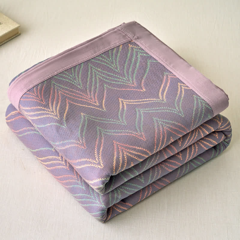 Atmungsaktive Jacquarddecke aus garngefärbter Baumwollgaze