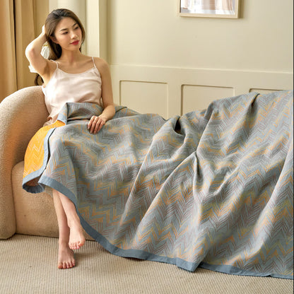 Atmungsaktive Steppdecke aus garngefärbtem Jacquard aus Baumwollgaze