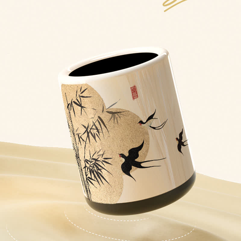 Doppellagiger Mülleimer mit Blumenmotiv „Elster“