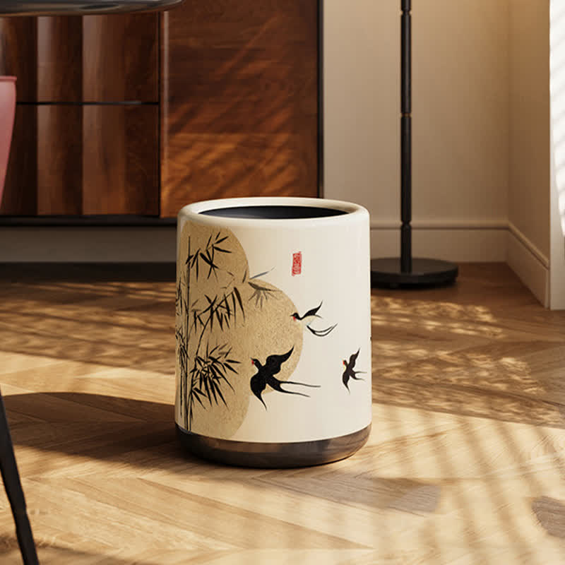 Doppellagiger Mülleimer mit Blumenmotiv „Elster“