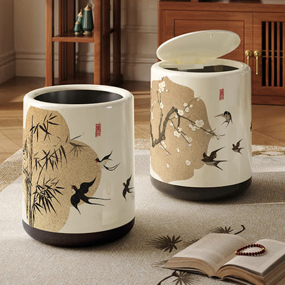 Doppellagiger Mülleimer mit Blumenmotiv „Elster“