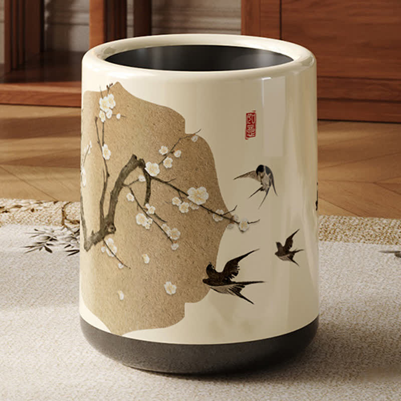 Doppellagiger Mülleimer mit Blumenmotiv „Elster“