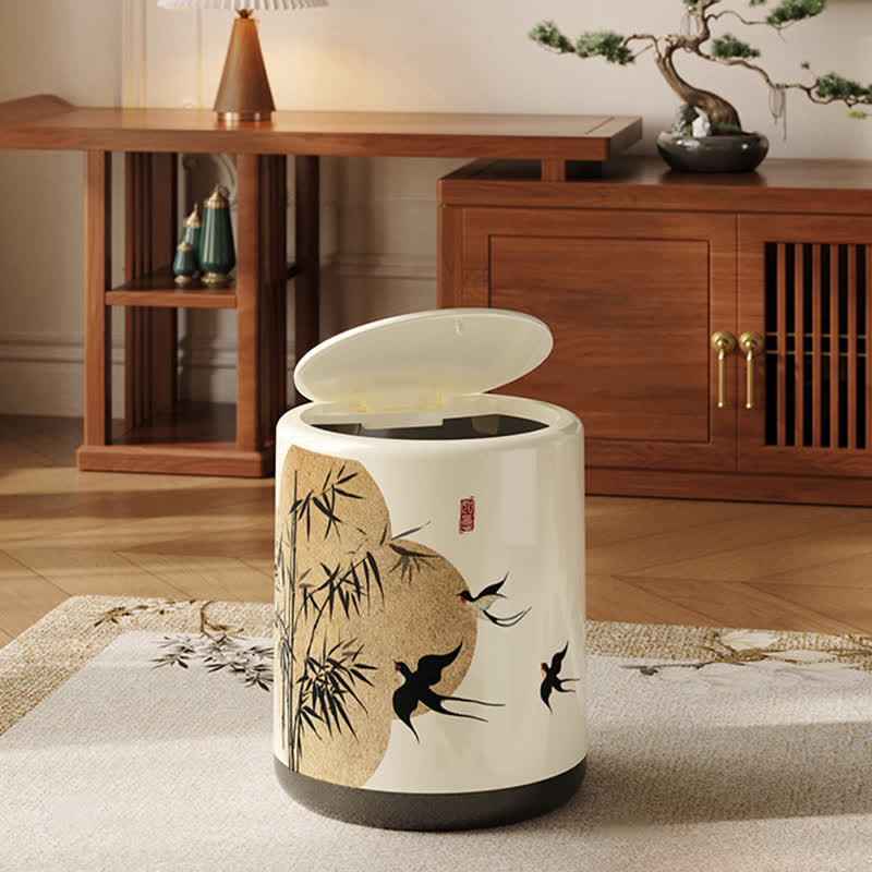 Doppellagiger Mülleimer mit Blumenmotiv „Elster“