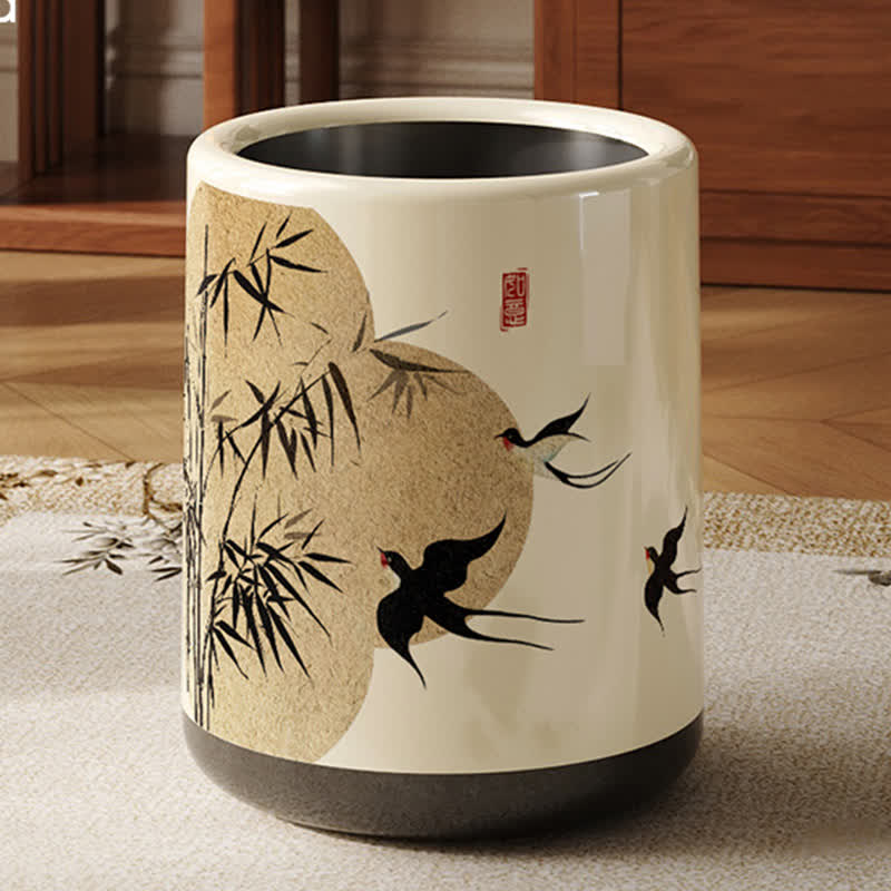 Doppellagiger Mülleimer mit Blumenmotiv „Elster“
