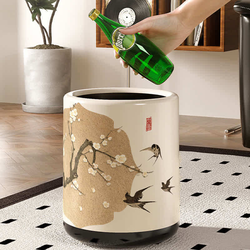 Doppellagiger Mülleimer mit Blumenmotiv „Elster“