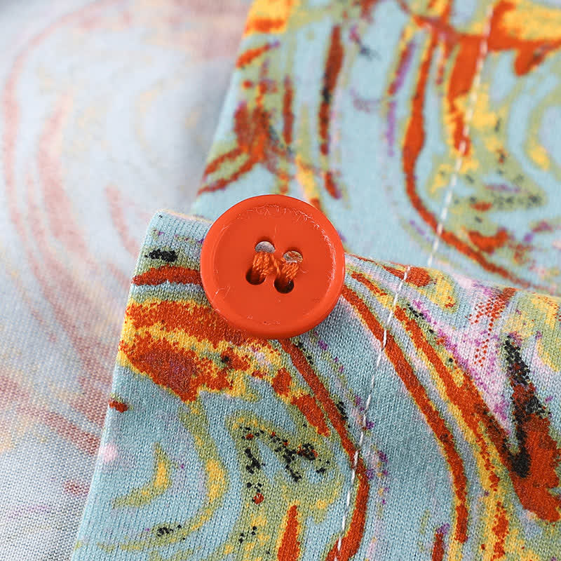 Orange-rotes Loungewear-Set mit langärmeligem Liniendruck
