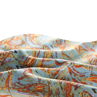 Orange-rotes Loungewear-Set mit langärmeligem Liniendruck
