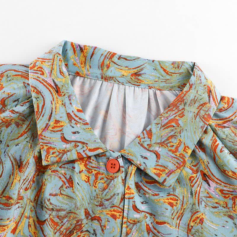 Orange-rotes Loungewear-Set mit langärmeligem Liniendruck