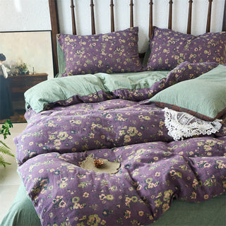 Bettwäscheset mit Jacquard-Gaze und Blumenmuster (4-teilig)